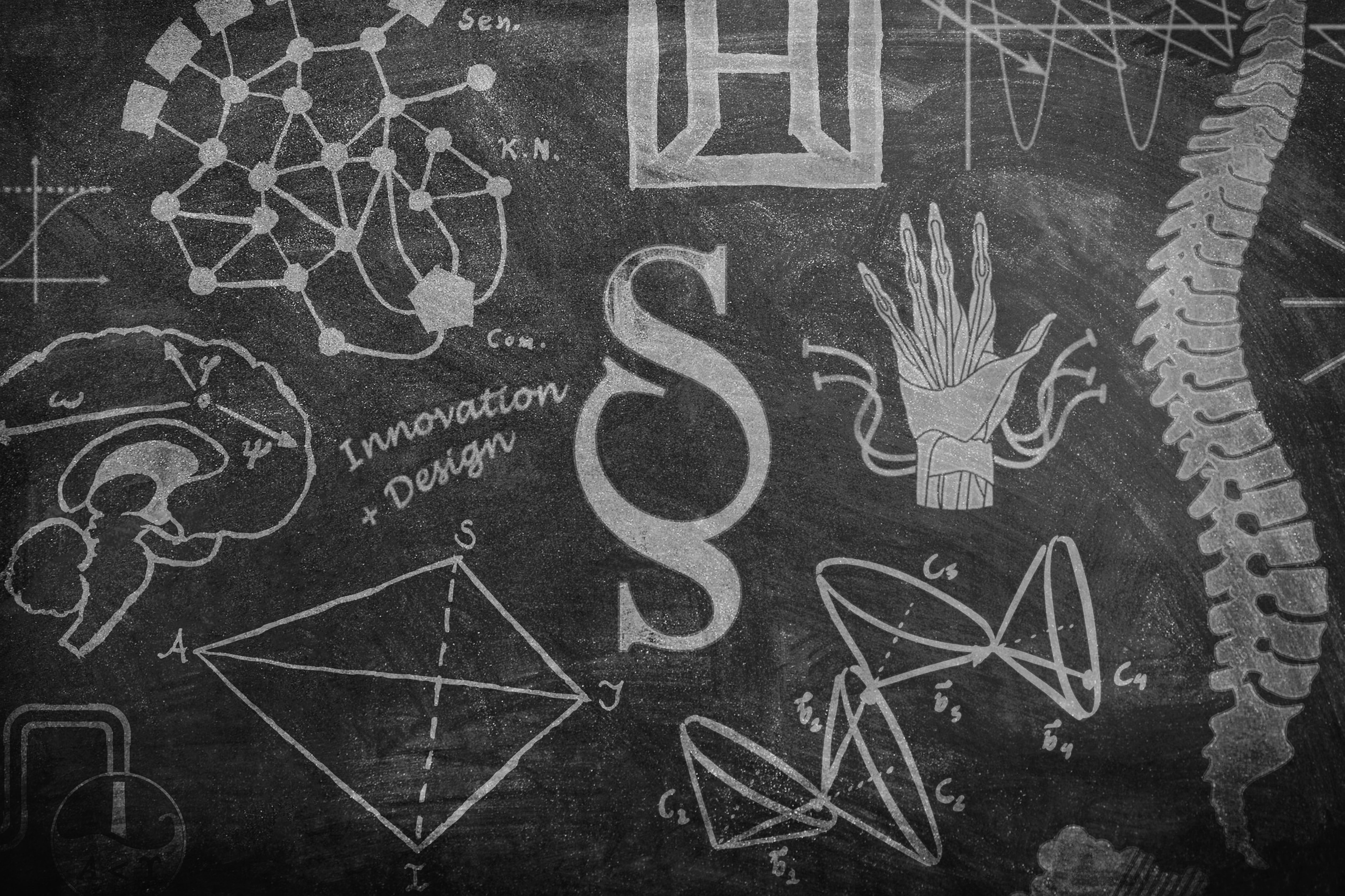 Blackboard with project related symbols